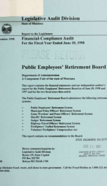 Public Employees' Retirement Board, Department of Administration, a component unit of the state of Montana : financial-compliance audit for the fiscal years ended June 30, 1998-_cover