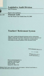 Teachers' Retirement System, Department of Administration, a component unit of the State of Montana : financial audit for the fiscal year ended June 30 .._cover