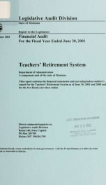 Teachers' Retirement System, Department of Administration, a component unit of the State of Montana : financial audit for the fiscal year ended June 30 .._cover