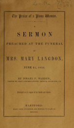 The praise of a pious woman : a sermon preached at the funeral of Mrs. Mary Langdon, June 21, 1853_cover