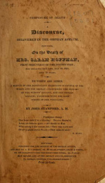Composure in death : a discourse, delivered in the Orphan Asylum, New-York, on the death of Mrs. Sarah Hoffman, first directress of the institution, who departed this life, July 30, 1821, aged 79 years_cover