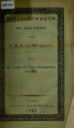 Betrachtungen uber einige schriften von F R de la Mennais_cover