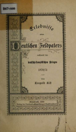 Erlebnisse eines Deutschen Feldpaters : wahrend des deutsch-franzosischen Krieges 1870/71_cover