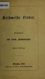 Geldweisse lieder. Gesammelt von einem hannoveraner_cover