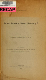 Does science need secrecy?_cover