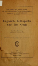 Ungarische kulturpolitik nach dem kriege_cover