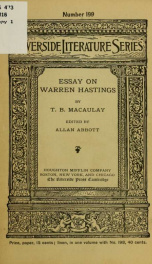 Essay on Warren Hastings_cover