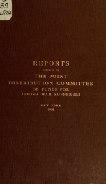 Reports received by the Joint distribution committtee of funds for Jewish war sufferers_cover