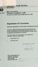 Department of Corrections (formerly Department of Corrections and Human Services) financial-compliance audit for the two fiscal years ended June 30 .._cover