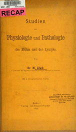 Studien zur Physiologie und Pathologie des Blutes und der Lymphe_cover