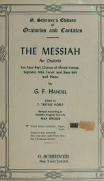 The Messiah : an oratorio for four-part chorus of mixed voices, soprano, alto, tenor, and bass soli, and piano_cover