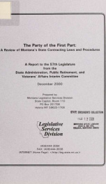 The party of the first part : a review of Montana's state contracting laws and procedures 2000_cover