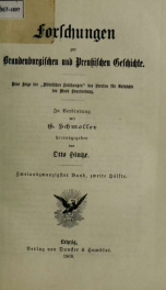 Forschungen zur Brandenburgischen und Preussischen Geschichte 1909_cover