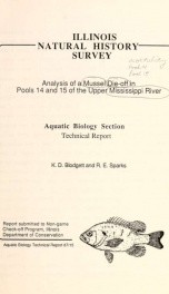 Analysis of a mussel die-off in Pools 14 and 15 of the Upper Mississippi River_cover