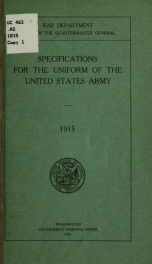 Specifications for the uniform of the United States army_cover