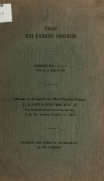 Third Dry farming congress, Cheyenne, Wyo., U. S. A. Feb. 23, 24, and 25 1909;_cover