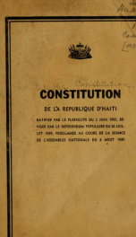 Constitution de la république d'Haïti ratifée par le plébiscite du 2 juin 1935_cover