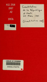 Constitution de la République d'Haiti, 29 mars 1987_cover