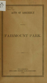 Acts of Assembly relating to Fairmount park_cover