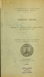 Johnson grass: report of investigations made during the season of 1901_cover