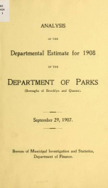 Analysis of the departmental estimate... 1908-_cover