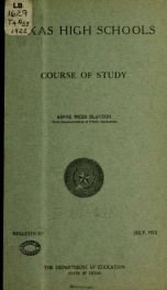 Texas high schools. Course of study_cover