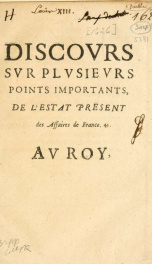 Discovrs svr plvsievrs poincts importants, de l'estat present, des affaires de France. Av Roy_cover