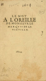 Le mot a l'oreille de Monsieur le Marquis de La Vieville_cover