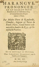 Harangve Prononcee En La Salle Dv petit Bourbon : le 27. Octobre 1614.à l'ouuerture des Estats tenus à Paris_cover