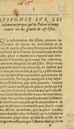 Responce sur les calomnieux propos, qu'vn pedant à vomy contre vn des grands de cest estat_cover