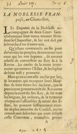 La noblesse françoise, au Chancellier_cover