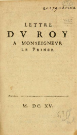 Lettre Dv Roy A Monseignevr Le Prince_cover