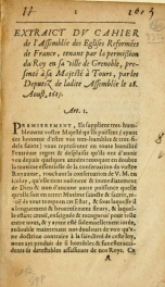 Extraict dv cahier de l'Assemblée des Eglises Réformées de France, tenant par la permission du Roy en sa ville de Grenoble, présenté à Sa Majesté... le 28 août 1615_cover