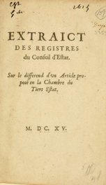 Extraict des registres du Conseil d'Estat : sur le differend d'vn article proposé en la Chambre du Tiers Estat_cover