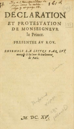 Declaration et protestation de monseignevr le prince_cover