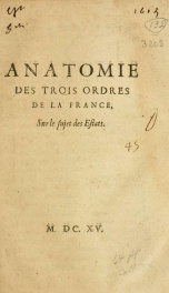 Anatomie des trois ordres de la France, sur le sujet des estats_cover