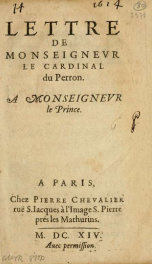 Lettre de Monseignevr le Cardinal du Perron a Monseignevr le Prince_cover