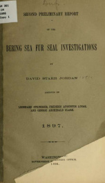 Second preliminary report of the Bering Sea fur seal investigations_cover