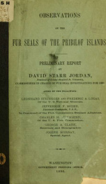 Observations on the fur seals of the Pribilof Islands_cover