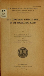 Tests concerning tubercle bacilli in the circulating blood_cover