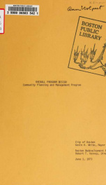 Overall program design: community planning and management program, Boston, Massachusetts 1973_cover