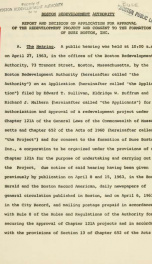 Report and decision on application for approval of the redevelopment project and consent to the formation of buse Boston, inc_cover