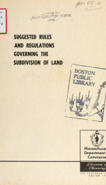 Suggested rules and regulations governing the subdivision of land_cover