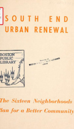 South end urban renewal: the sixteen neighborhoods plan for a better community_cover