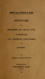 Inventaire des registres de l'etat civil conserves aux Archives judiciaires de Quebec_cover