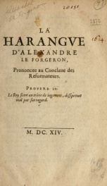 La harangve d'Alexandre Le Forgeron : prononcee au conclaue des reformateurs_cover