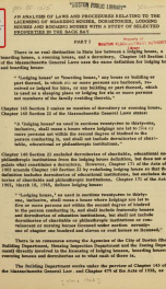 An analysis of laws and procedures relating to the licensing of boarding houses, dormitories, lodging houses and rooming houses with a study of selected properties in the Back Bay_cover