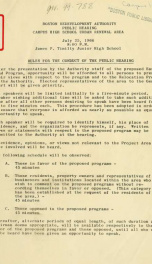 Rules for the conduct of the public hearing (campus high swchool urban renewal area)_cover