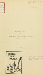 Position paper on park plaza urban renewal proposal, Boston, mass_cover