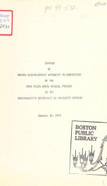 Summary of Boston redevelopment authority re-submission of the park plaza urban renewal project to the Massachusetts department of community affairs_cover